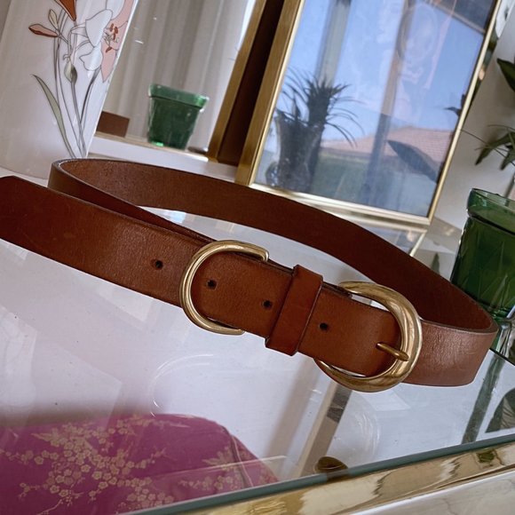 Vintage Italian Leather Belt with Brass Buckle - Picture 2 of 4